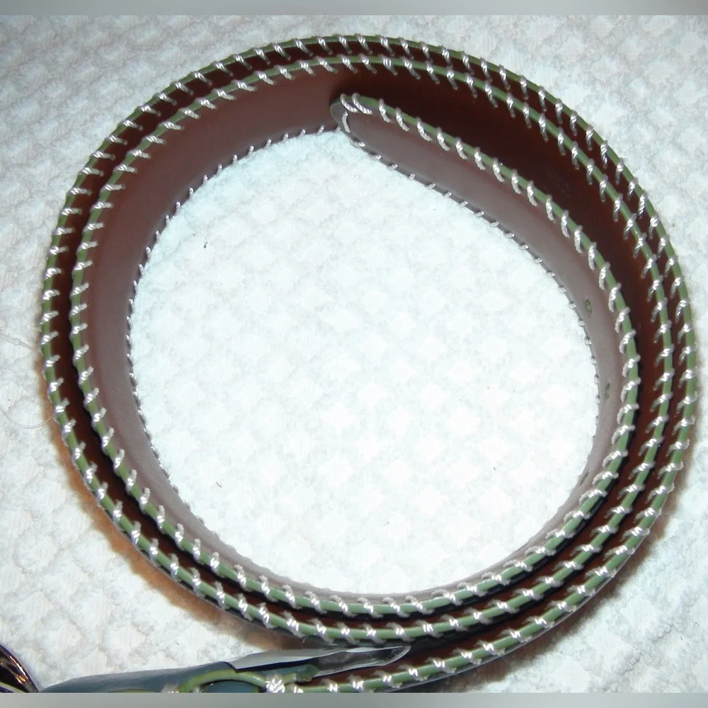 Robert Graham Griffith Suede Grey Whip Stitch Leather Belt